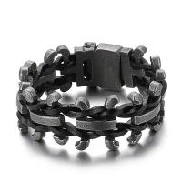 Titanium Staal Armband, pistool zwart geplateerd, voor de mens, Lengte Ca 8.66 inch, Verkocht door PC