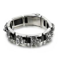 Titanium Staal Armband, met koeienhuid koord, voor de mens, oorspronkelijke kleur, Lengte Ca 8.85 inch, Verkocht door PC