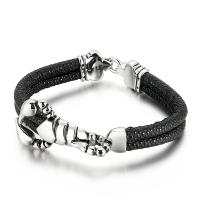 Partículas de acero Pulsera, con cable de piel de vaca, para hombre, color original, longitud aproximado 8.66 Inch, Vendido por UD