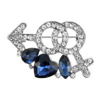 Rhinestone Broche, Zinc Alloy, sølvfarvet forgyldt, Unisex & med rhinestone, nikkel, bly & cadmium fri, 36x24mm, Solgt af PC