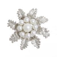 Kunststof Pearl Brooch, Zinc Alloy, met Plastic Pearl, plated, voor vrouw, meer kleuren voor de keuze, nikkel, lood en cadmium vrij, 34x34mm, Verkocht door PC