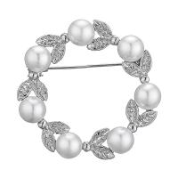 Műanyag Pearl bross, Cink ötvözet, -val Műanyag Pearl, galvanizált, a nő, több színt a választás, nikkel, ólom és kadmium mentes, 36x36mm, Által értékesített PC