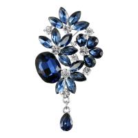 Crystal broche, Zinc Alloy, met Kristal, plated, voor vrouw & met strass, meer kleuren voor de keuze, nikkel, lood en cadmium vrij, 67x38mm, Verkocht door PC