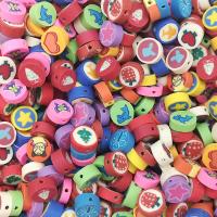 Polymer Clay pärlor, Flat Round, DIY, blandade färger, 10mm, Ca 100PC/Bag, Säljs av Bag