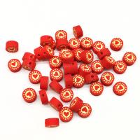 Abalorios de FIMO, Arcilla polimero, Redondo aplanado, Bricolaje, Rojo, 10mm, aproximado 100PCs/Bolsa, Vendido por Bolsa