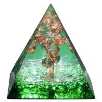 Resin pyramide Dekoration, med Messing, Pyramideformet, guldfarve belagt, epoxy sticker, flere farver til valg, 50x50mm, Solgt af PC