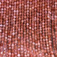 Jordgubbs Kvarts Bead, Rund, polerad, Star Cut Faceted & DIY, 3.80x4mm, Såld Per Ca 14.96 inch Strand