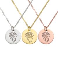 Stainless Steel Pendants 304 Stainless Steel Round Vacuum Ion Plating DIY & with flower pattern Sold By Bag