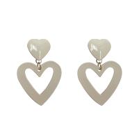 Pendientes de Aleación de Zinc, Corazón, barniz de secado al horno, Joyería & para mujer, Blanco, 55mm, Vendido por Par