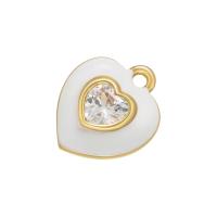 Cubic Zirconia Micro Pave Brass Pendant Heart gold color plated micro pave cubic zirconia & enamel Sold By PC