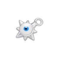 Evil Eye Pendler, Messing, forgyldt, emalje, flere farver til valg, 10x8mm, Solgt af PC