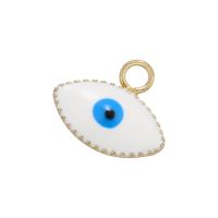 Evil Eye Pendler, Messing, guldfarve belagt, emalje, flere farver til valg, 9x11mm, Solgt af PC