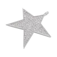 Kubik Zirkonium mikro bana Mässing hängande, Star, plated, micro bana cubic zirconia, fler färger för val, 29.50x27mm, Säljs av PC