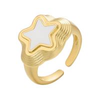 Brass Finger Ring Star gold color plated Adjustable & for woman & enamel Sold By PC