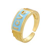 Anillo de dedo de latón, metal, chapado en color dorado, Ajustable & para mujer & esmalte, más colores para la opción, 20mm, Vendido por UD