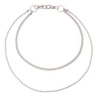 lega in zinco catena da vita, placcato color platino, Doppio strato & unisex & Ball chain, Lunghezza Appross. 23.6 pollice, Appross. 31.5 pollice, Venduto da PC