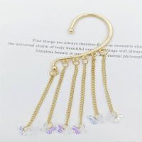 aleación de zinc Envoltura de pendientes, con Cristal de murano, chapado en color dorado, giro oval & para mujer, más colores para la opción, libre de níquel, plomo & cadmio, 50x150mm, Vendido por UD