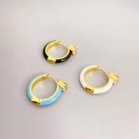 Laiton Anneau d'oreille, Plaqué d'or 18K, bijoux de mode & pour femme & émail & avec strass, plus de couleurs à choisir, protéger l'environnement, sans nickel, plomb et cadmium, 19mm, Vendu par paire