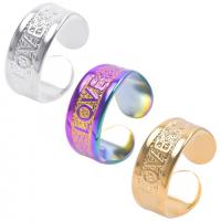 Acier inoxydable 304 Cuff Bague, Réglable & unisexe, plus de couleurs à choisir, Taille:9, Vendu par PC