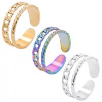 Acier inoxydable 304 Cuff Bague, Réglable & unisexe, plus de couleurs à choisir, Taille:9, Vendu par PC