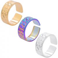 Acier inoxydable 304 Cuff Bague, Réglable & unisexe, plus de couleurs à choisir, Taille:9, Vendu par PC