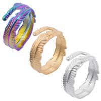 304 rostfritt stål Cuff finger ring, Feather, Justerbar & Unisex, fler färger för val, Storlek:8, Säljs av PC