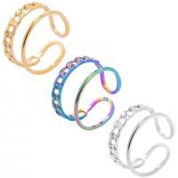 Acier inoxydable 304 Cuff Bague, Réglable & unisexe, plus de couleurs à choisir, Taille:9, Vendu par PC