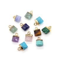 Gemstone Hängen Smycken, Ädelsten, med Mässing, Square, guldfärg pläterade, DIY & olika material för val & fasetterad, fler färger för val, 8x12mm, Säljs av PC