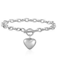 Stainless Steel Jewelry Bracelet 304 Stainless Steel Heart Vacuum Ion Plating for woman Length 7.09 Inch Sold By PC