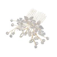 Bridal capelli decorativo Comb, lega in zinco, with cristallo & perla in plastica, fatto a mano, gioielli di moda & per la donna, nessuno, assenza di nichel,piombo&cadmio, 90x50mm, Venduto da PC