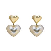 Pendientes de Gota en Latón, metal, Corazón, chapado en color dorado, Joyería & para mujer, dorado, libre de níquel, plomo & cadmio, 30mm, Vendido por Par