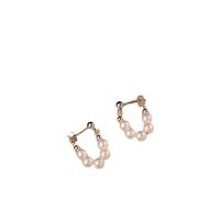 Messing Huggie Hoop Earring, met Plastic Pearl, Ronde, silver plated, mode sieraden & voor vrouw, wit, nikkel, lood en cadmium vrij, 15x22mm, Verkocht door pair