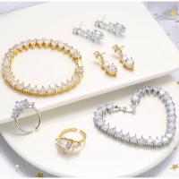 ottone set di gioielli fashion, anello dito & Bracciale & orecchino, placcato, stili diversi per la scelta & Micro spianare cubic zirconia & per la donna, nessuno, Venduto da PC