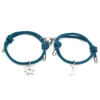 Lánúin Bracelet agus Bangle, Corda terylene, le 304 Cruach dhosmálta & Sinc Alloy, Sun, le maighnéadach & do lánúin, dathanna níos mó le haghaidh rogha, Fad Thart 7-9 Inse, 10seiteanna/Lot, Díolta De réir Lot