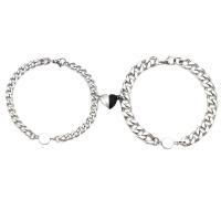 Quelques Bracelet à et Bangle, Acier inoxydable 304, magnétique & styles différents pour le choix & pour le couple, couleur originale, Longueur Environ 7 pouce, Environ 7.8 pouce, 10ensemblessérie/lot, Vendu par lot