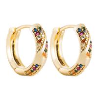 Orecchini cerchietti Hoop ottone, placcato color oro, Micro spianare cubic zirconia & per la donna, 20mm, Venduto da coppia