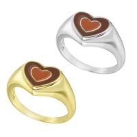 Messing fingerring, Heart, 18K forgyldt, for kvinde & emalje, flere farver til valg, 17.30x11.50mm, Størrelse:7, Solgt af PC