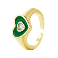 Anello in ottone, Cuore, placcato color oro, Regolabile & per la donna & smalto & con strass, nessuno, 20mm, Venduto da PC