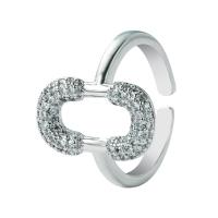 Cubi Circonia Micro Pave anello in ottone, placcato color platino, Regolabile & stili diversi per la scelta & Micro spianare cubic zirconia & per la donna, 20mm, Venduto da PC