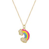 Kubieke Zirkoon Micro Pave Brass Ketting, Messing, met 1.96 inch extender keten, Regenboog, gold plated, verschillende stijlen voor de keuze & micro pave zirconia & voor vrouw & glazuur, multi-gekleurde, Lengte Ca 17.71 inch, Verkocht door PC