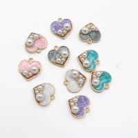 Colgantes de Aleación de Zinc en Forma de Corazón, con Perlas plásticas, Bricolaje & esmalte, más colores para la opción, libre de níquel, plomo & cadmio, 13x13mm, 10PCs/Bolsa, Vendido por Bolsa