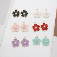 Zinc Alloy Flower Pendants DIY & enamel nickel lead & cadmium free Sold By Bag