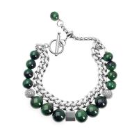 Gemstone Bracciali, Titantium acciaio, with pietra preziosa, with 1.97inch extender chain, Doppio strato & gioielli di moda & unisex, nessuno, Lunghezza Appross. 7.09 pollice, Venduto da PC