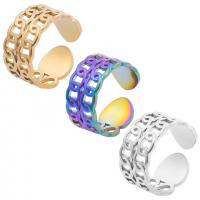 Acier inoxydable 304 Cuff Bague, Réglable & unisexe, plus de couleurs à choisir, Taille:8, Vendu par PC