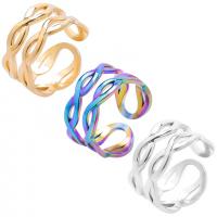 Acier inoxydable 304 Cuff Bague, Réglable & unisexe, plus de couleurs à choisir, Taille:8, Vendu par PC