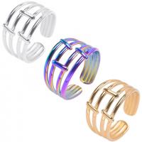 Acier inoxydable 304 Cuff Bague, Réglable & unisexe, plus de couleurs à choisir, Taille:9, Vendu par PC