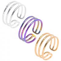 Acier inoxydable 304 Cuff Bague, Réglable & unisexe, plus de couleurs à choisir, Taille:9, Vendu par PC