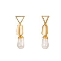 Zinc Alloy Drop Earrings with Glass Pearl gold color plated fashion jewelry & for woman Sold By Pair