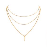 Collier de mode Multi couche, alliage de zinc, avec laiton, Symbole de la foudre, Placage de couleur d'or, multicouche & pour femme, Vendu par PC