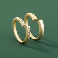 Anelli Coppia Finger, ottone, placcato color oro, Regolabile & Micro spianare cubic zirconia, Venduto da PC